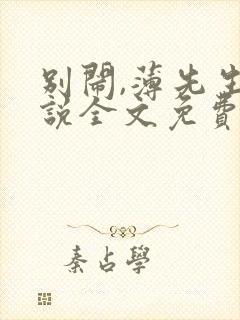 别闹,薄先生小说全文免费阅读