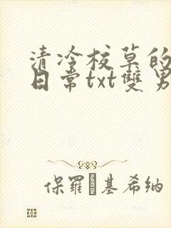 清冷校草的抹布日常txt双男主