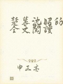 楚慕沈昭的小说全文阅读