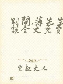 别闹,薄先生小说全文免费阅读