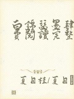 白锦瑟墨肆年免费阅读完整版小说