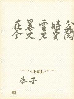 在暴雪时分小说全文免费阅读