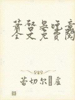 萧启晏晚意小说全文免费阅读