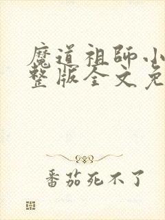 魔道祖师小说完整版全文免费阅读