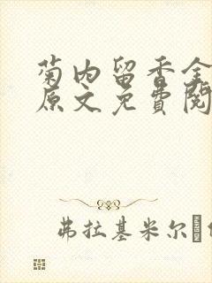 菊内留香金银花原文免费阅读