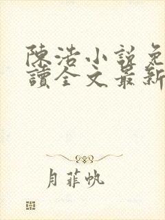 陈浩小说免费阅读全文最新