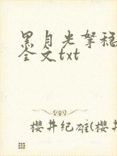 黑月光拿稳小说全文txt