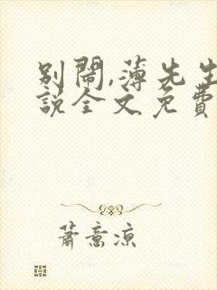 别闹,薄先生小说全文免费阅读