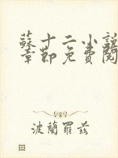 苏十二小说最新章节免费阅读