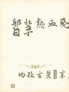 那些热血飞扬的日子