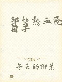 那些热血飞扬的日子