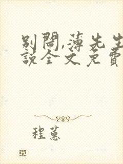 别闹,薄先生小说全文免费阅读