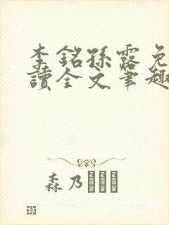 李铭孙露免费阅读全文笔趣阁