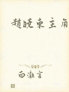 赵晓东主角小说