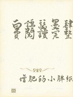 白锦瑟墨肆年免费阅读完整版小说