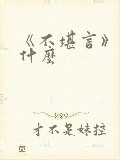 《不堪言》讲的什么