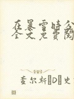 在暴雪时分小说全文免费阅读