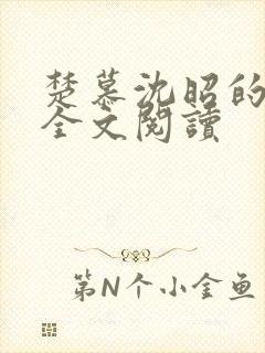 楚慕沈昭的小说全文阅读