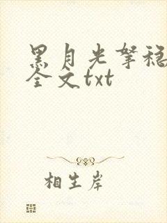 黑月光拿稳小说全文txt