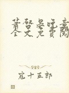 萧启晏晚意小说全文免费阅读