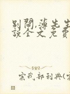 别闹,薄先生小说全文免费阅读