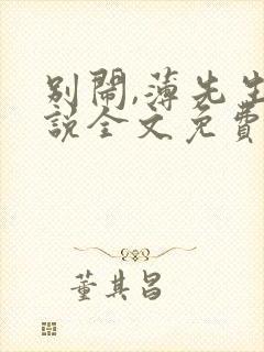 别闹,薄先生小说全文免费阅读