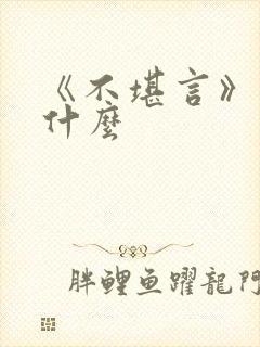 《不堪言》讲的什么