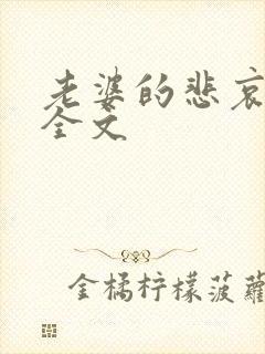 老婆的悲哀小说全文