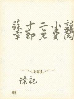 苏十二小说最新章节免费阅读全文