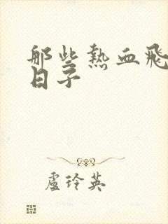 那些热血飞扬的日子