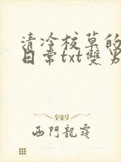 清冷校草的抹布日常txt双男主