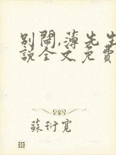 别闹,薄先生小说全文免费阅读