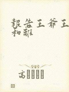 报告王爷王妃要和离