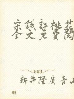 宋钱许桃花小说全文免费阅读