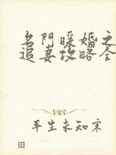 名门暖婚之权爷追妻攻略全文免费阅读