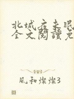北城夜未眠小说全文阅读免费