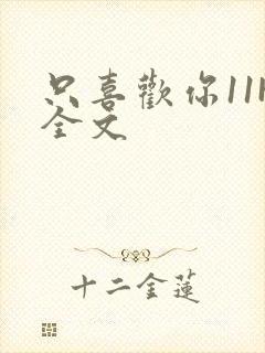 只喜欢你11H全文