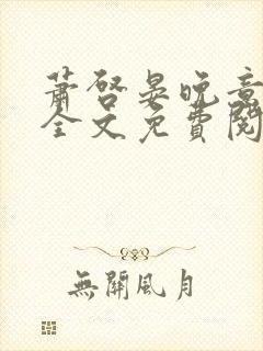 萧启晏晚意小说全文免费阅读