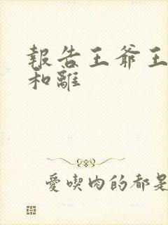 报告王爷王妃要和离