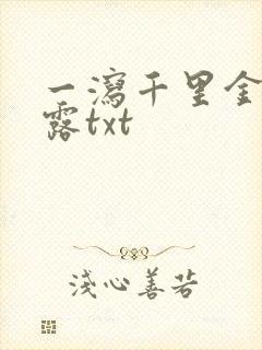 一泻千里金银花露txt