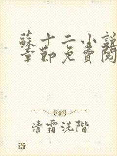 苏十二小说最新章节免费阅读全文