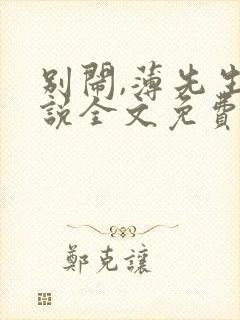 别闹,薄先生小说全文免费阅读