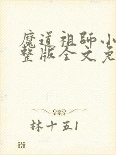 魔道祖师小说完整版全文免费阅读