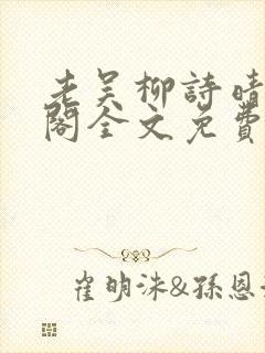老吴柳诗晴笔趣阁全文免费阅读