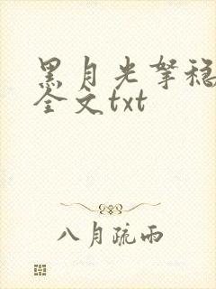 黑月光拿稳小说全文txt