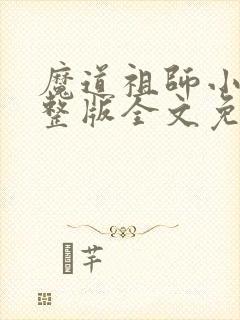 魔道祖师小说完整版全文免费阅读