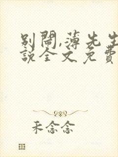 别闹,薄先生小说全文免费阅读