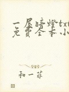 一屋暗灯txt免费全本小说电子书