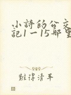 小诗的公交车日记1一15哪里能看