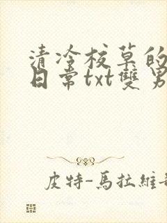 清冷校草的抹布日常txt双男主